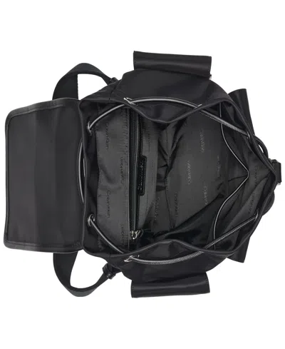 Calvin Klein Elora Nylon Front Buckle Backpack In Black,silver