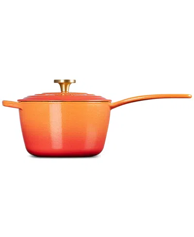 Le Creuset Signature 2.25-qt. Flamme Doree Enameled Cast Iron Saucepan With Crucible Knob In Flamme Dor