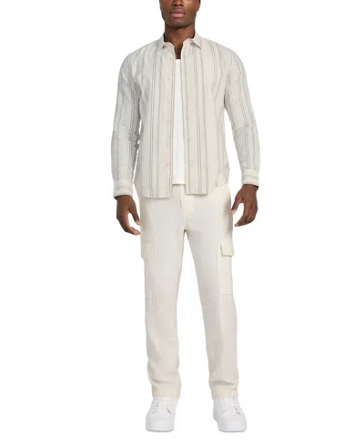 Guess Men's Harkin Relaxed-fit Stripe Button-down Shirt In Neutral