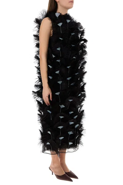 Prada Abito In Organza Decorata Donna In Black