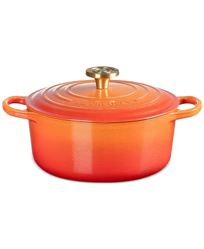 Le Creuset Signature 4.5-qt. Flamme Doree Round Dutch Oven With Crucible Knob In Flamme Dor