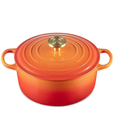 Le Creuset Signature 4.5-qt. Flamme Doree Round Dutch Oven With Crucible Knob In Flamme Dor
