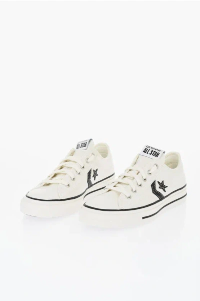 Converse All Star Canvas Star Player 76 Low Top Sneakers With Contras In White