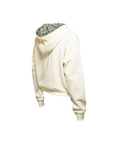 New Era Women's Cream Dallas Stars Glam Game Quarter-zip Cropped Floral Hoodie Pullover Top In Cream