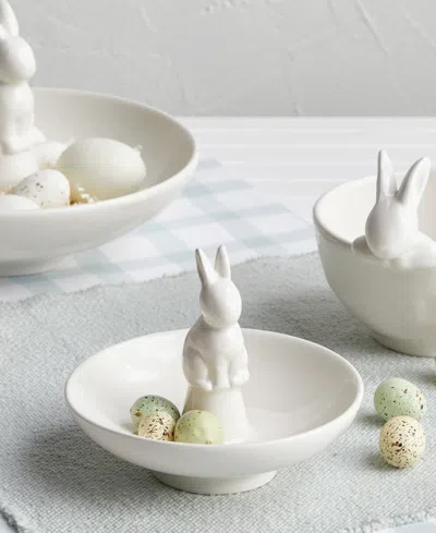 Tableau Shallow Bunny Bowl, Set Of 2 In White