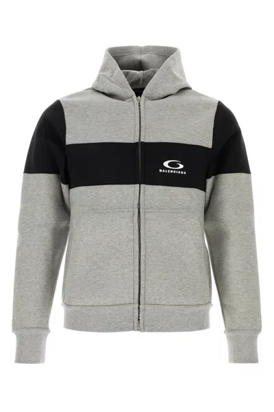 Balenciaga Gray/black Loop Sports Icon Sweatshirt In Gray