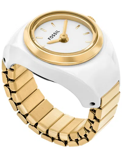 Fossil Women's Watch Ring Two-hand Gold-tone Stainless Steel In White