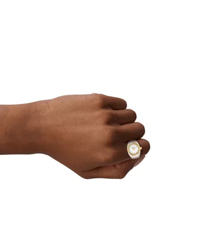 Fossil Women's Watch Ring Two-hand Gold-tone Stainless Steel In White