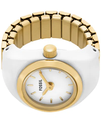 Fossil Women's Watch Ring Two-hand Gold-tone Stainless Steel In White