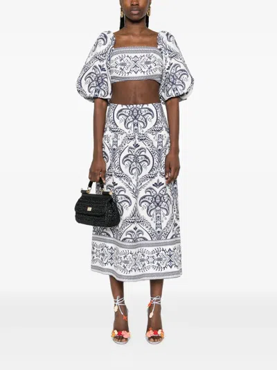 Farm Rio White  Blue Tops In Blue Tropi