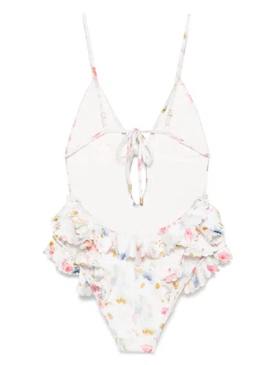 Zimmermann Lucky Waterfall Frill One Piece Swimsuit In Multi