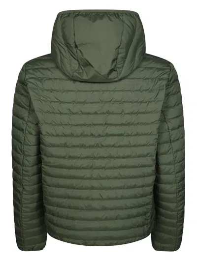 Save The Duck Quilted Green Light Jacket With Double-slider Zip Hood