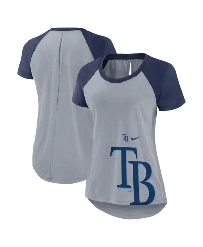 Nike Women's Heather Gray Tampa Bay Rays Summer Breeze Raglan Fashion T-shirt In Gold