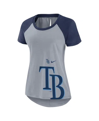 Nike Women's Heather Gray Tampa Bay Rays Summer Breeze Raglan Fashion T-shirt In Gold