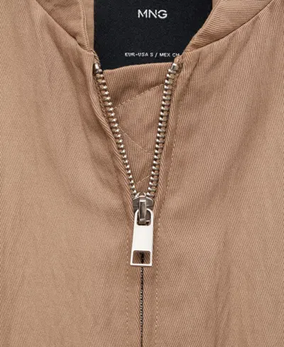 Mango Textured Bomber Jacket In Medium Brown