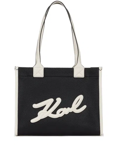 Karl Lagerfeld Black Skuare Medium Tote In Black