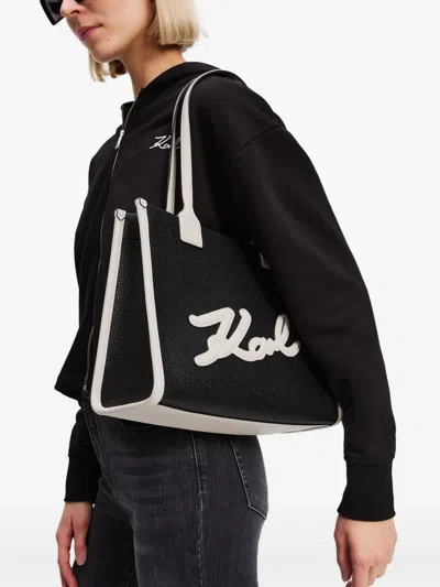 Karl Lagerfeld Black Skuare Medium Tote In Black