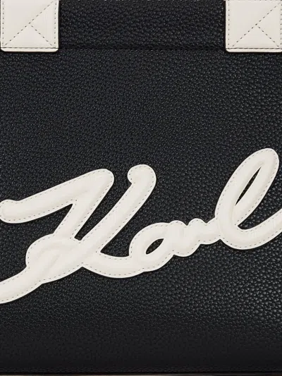 Karl Lagerfeld Black Skuare Medium Tote In Black