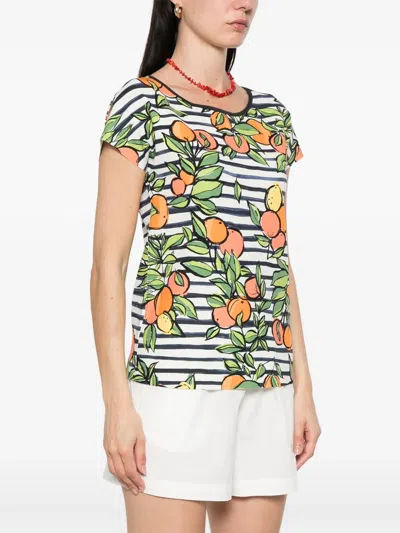 Marccain Striped T-shirt In White