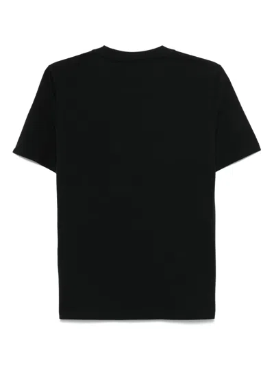 Sky High Farm Solid Color Crew-neck T-shirt With Contrasting Embroidery In Black