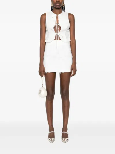 Nissa Floral-jacquard Skirt In White