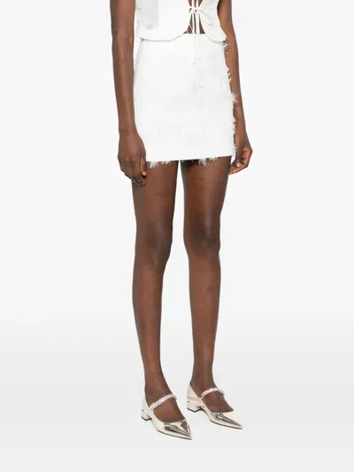 Nissa Floral-jacquard Skirt In White