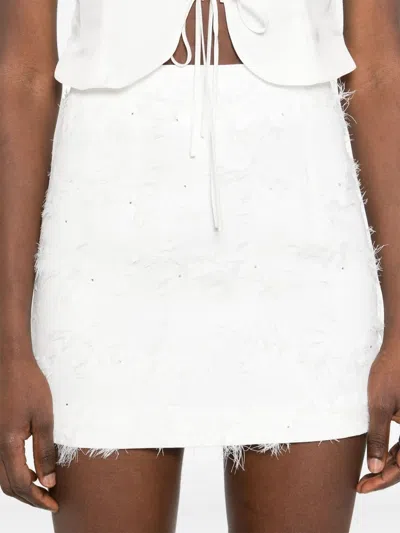 Nissa Floral-jacquard Skirt In White