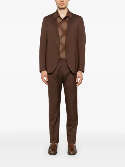 Tagliatore Single-breasted Dress In Brown