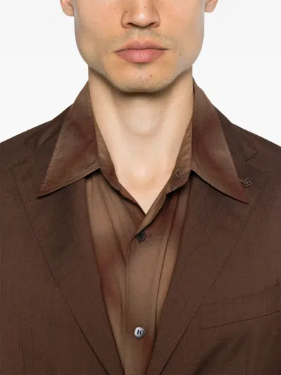 Tagliatore Single-breasted Dress In Brown