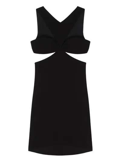 Givenchy Cut Out Dress In Crepe Satin With Rhinestones Detail In Noir