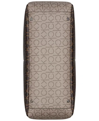 Calvin Klein Zoe Chain Large Tote Bag In Corsica,brown Khaki,alm Taupe