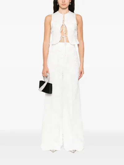 Nissa Patterned-jacquard Trousers In White