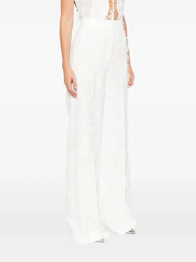 Nissa Patterned-jacquard Trousers In White