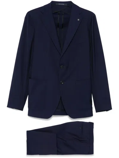 Tagliatore Single-breasted Blue Jacket In Wool In Blue