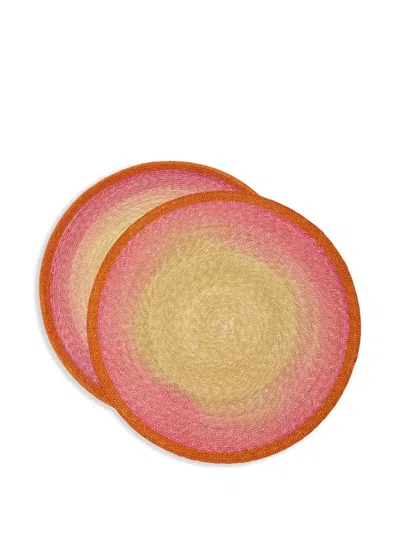 La Doublej Handpainted Sunset Placemats Set Of 2 In Pink