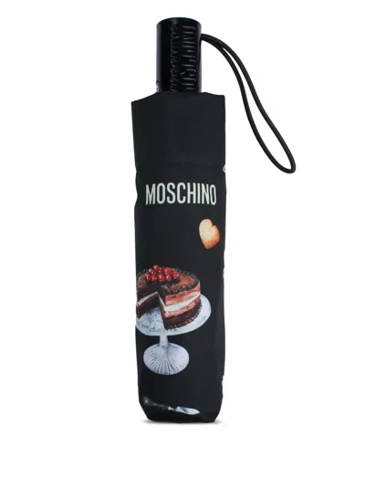 Moschino Dessert-patterned Umbrella In Black