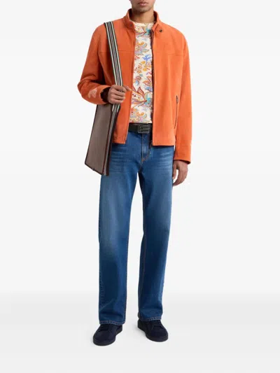Etro Leather Jacket In Orange