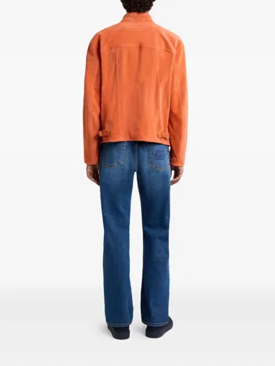 Etro Leather Jacket In Orange