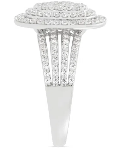 Macy's Diamond Oval Halo Cluster Multirow Ring (1 Ct. T.w.) In Sterling Silver In Sterling Silver