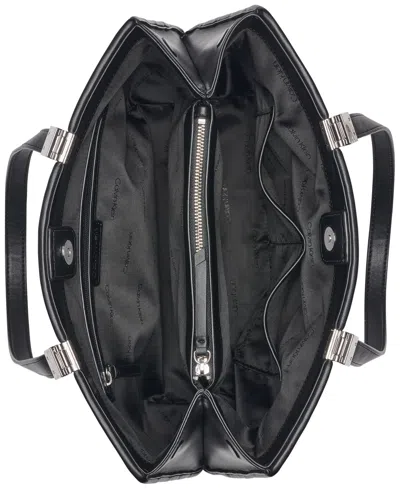 Calvin Klein Granite Pleated Tote Bag In Black,silver
