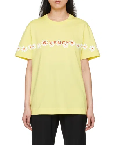 Givenchy T-shirt In Jersey With Stencil Effect  Reverse Print In Yellow