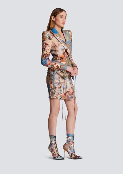 Balmain Slim-fit Sky Printed Canvas Jacket In Multi