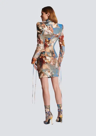 Balmain Slim-fit Sky Printed Canvas Jacket In Multi