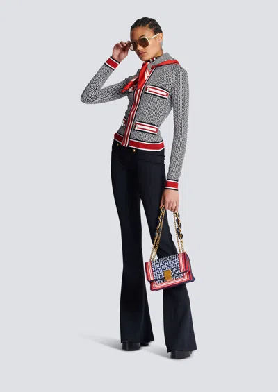Balmain Monogrammed Knit Jacket In Multi