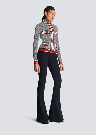 Balmain Monogrammed Knit Jacket In Multi
