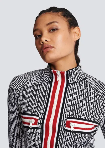 Balmain Monogrammed Knit Jacket In Multi