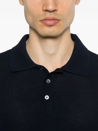 Tagliatore Knitted Cotton Polo Shirt In Blue