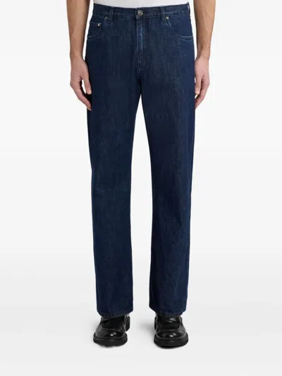 Etro Octopus-embroidered Jeans In Blue