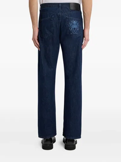 Etro Octopus-embroidered Jeans In Blue