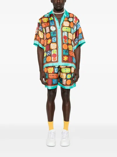 Dsquared2 Summer Lovers Silk Bermuda Shorts In Multi